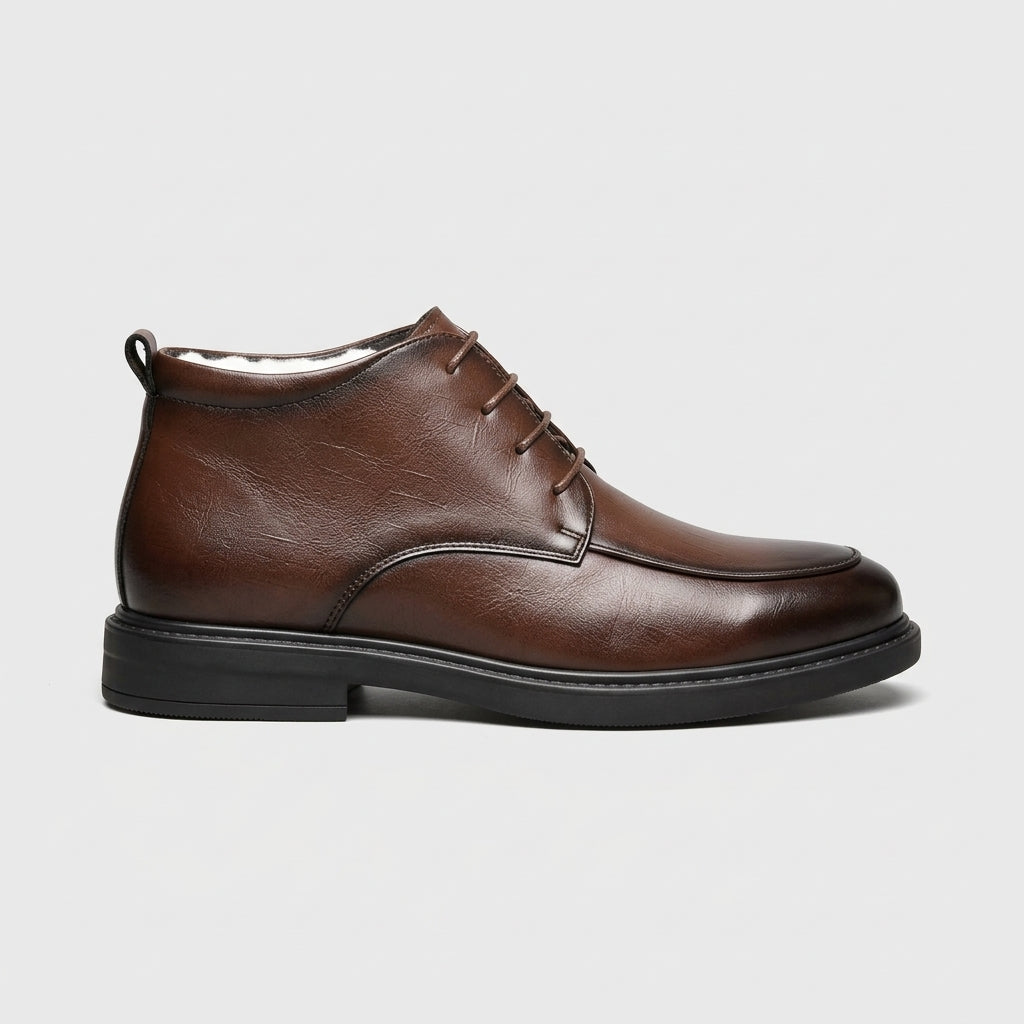 Men's Ankle Boots Leather Lace-Up Low Heel Moc Toe