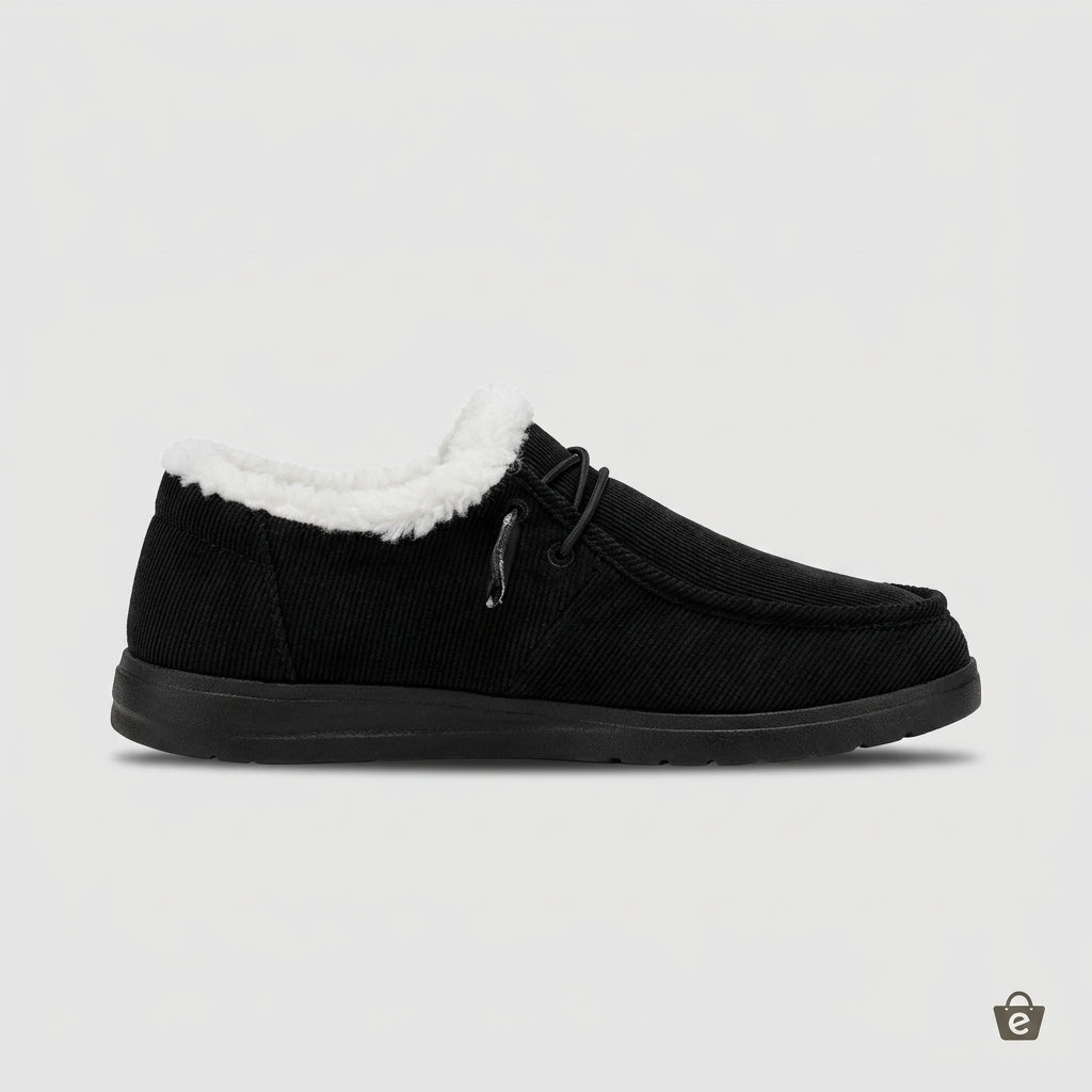 Women’s Corduroy Plush Lined Moc Toe Slip On Shoes