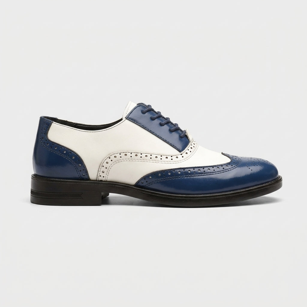 Men's Derby Shoes Wingtip Brogue Two-Tone Lace-Up Oxfords