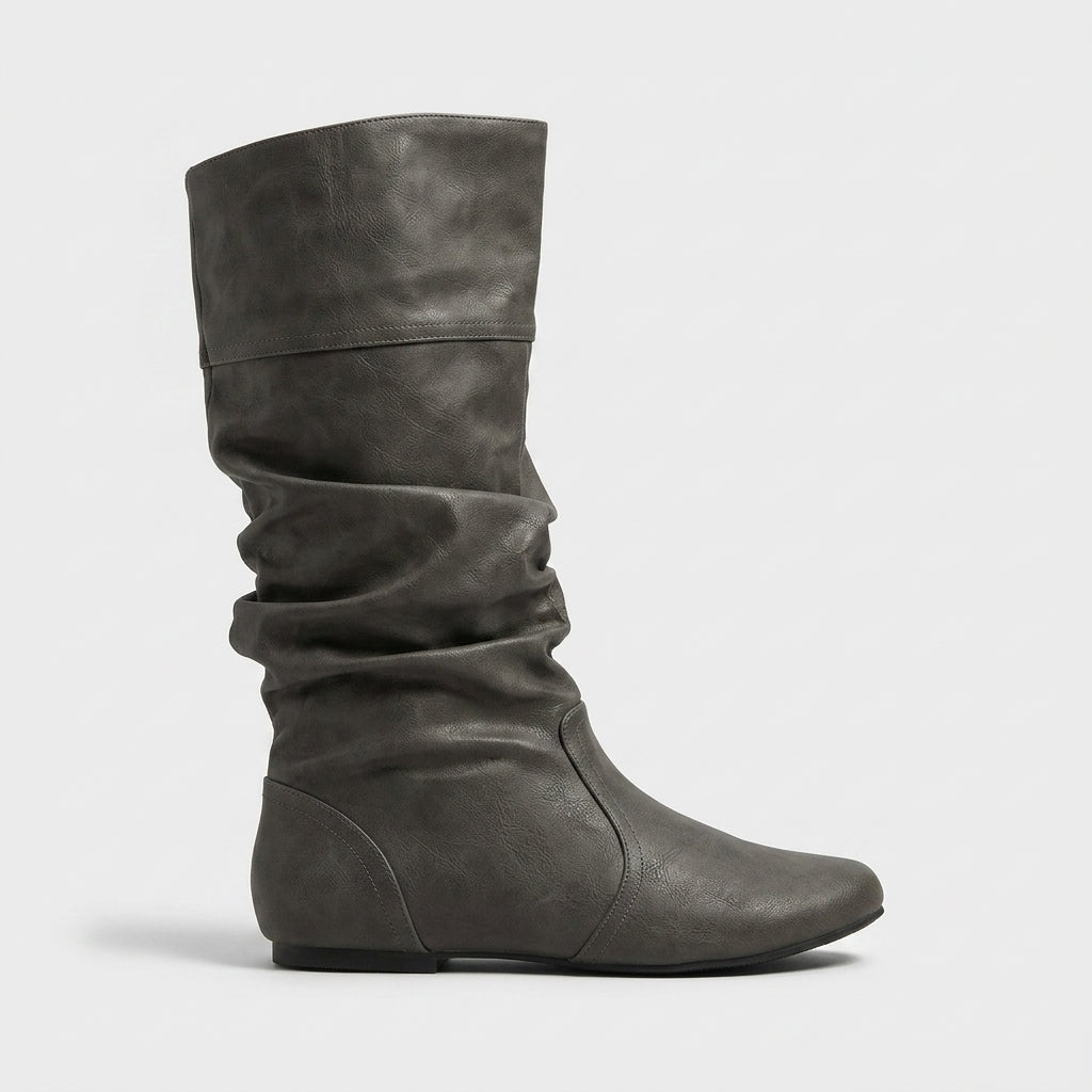 Women's Knee High Boots Slouchy Shaft Round Toe Flat Sole