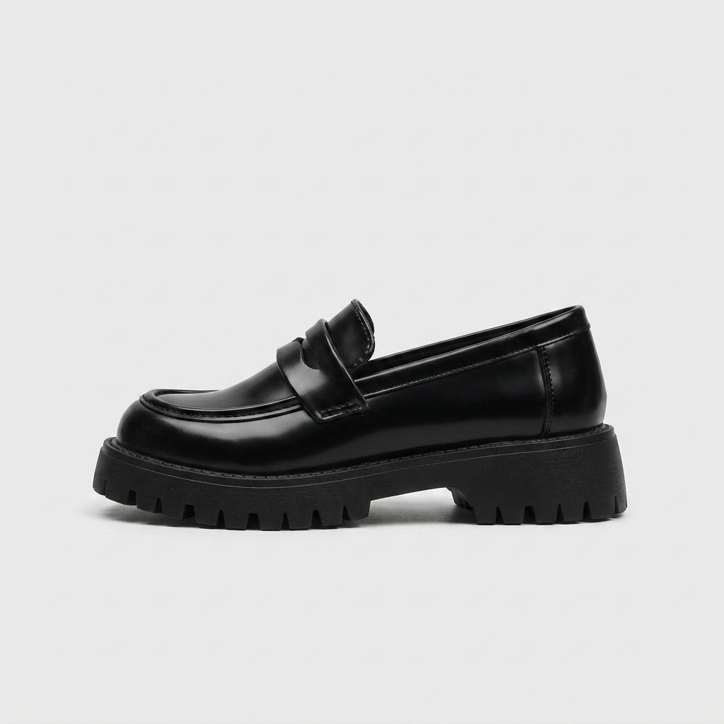 Women's Penny Loafers Slip-On Chunky Lug Sole Platform Low Heel