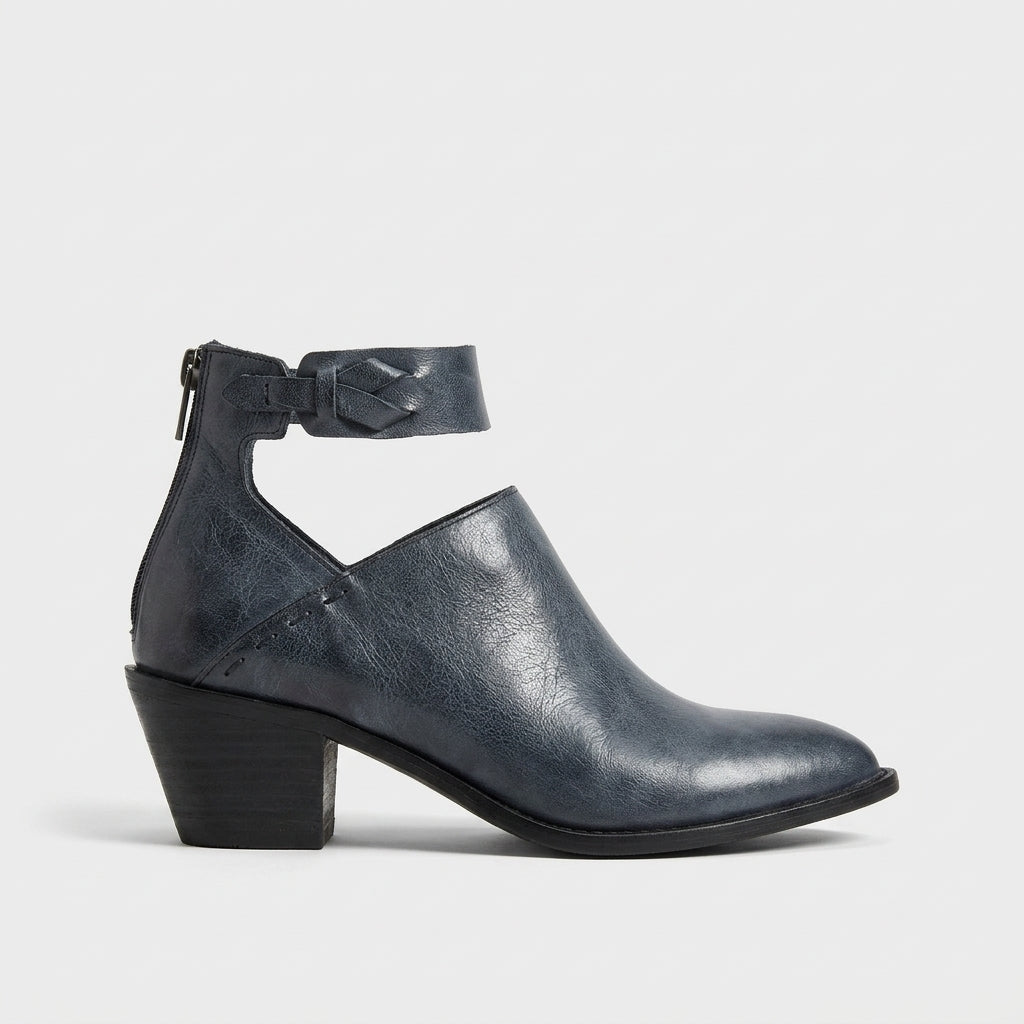 Women’s Cutout Ankle Booties Block Heel Back Zip