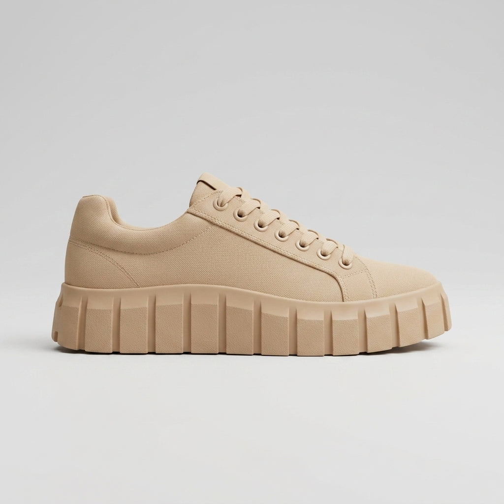 Women's Sneakers Platform Sole Round Toe Lace-Up Low-Top