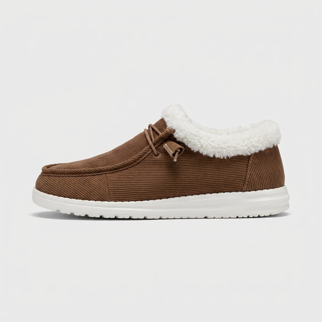 Women’s Corduroy Plush Lined Moc Toe Slip On Shoes