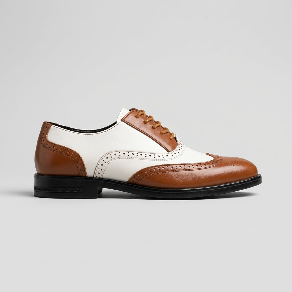 Men's Derby Shoes Wingtip Brogue Two-Tone Lace-Up Oxfords