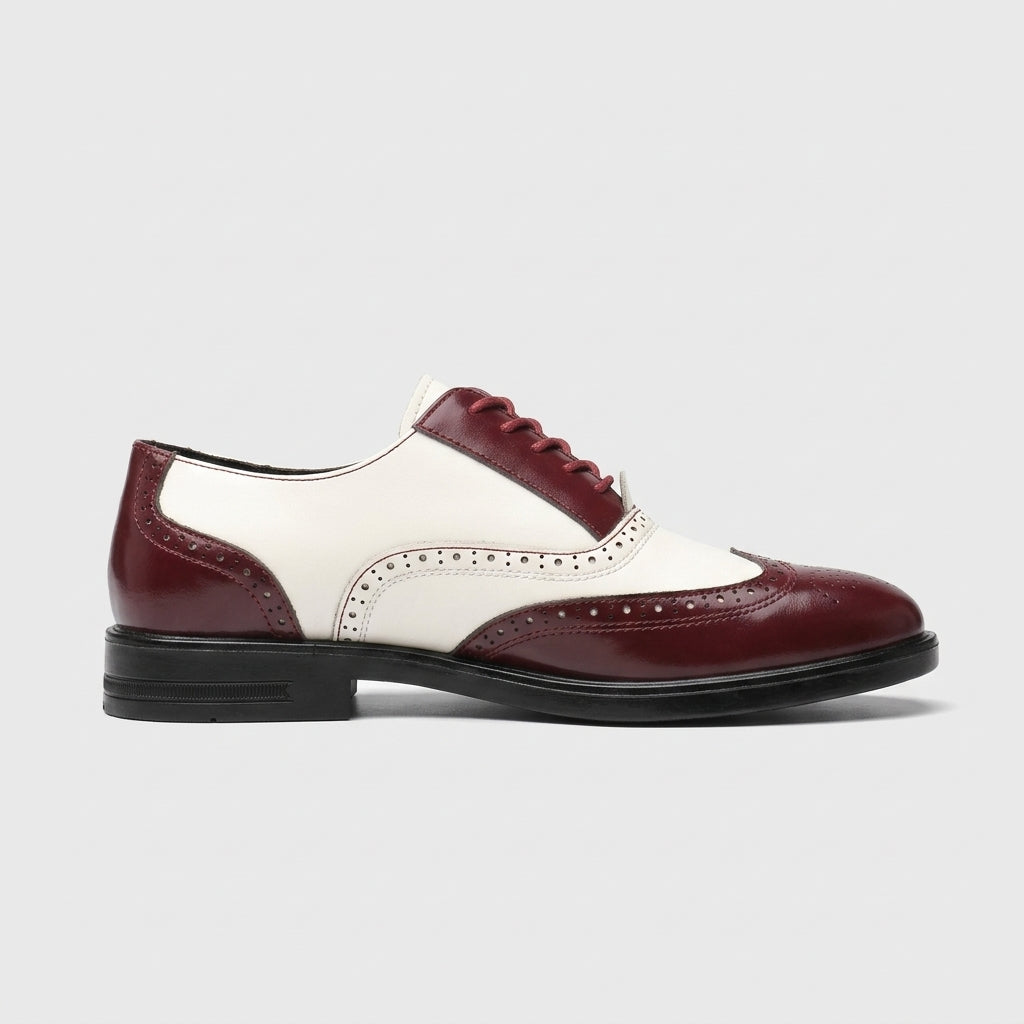Men's Derby Shoes Wingtip Brogue Two-Tone Lace-Up Oxfords